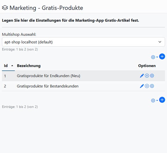 Gratisprodukte im Backend - apt-shop